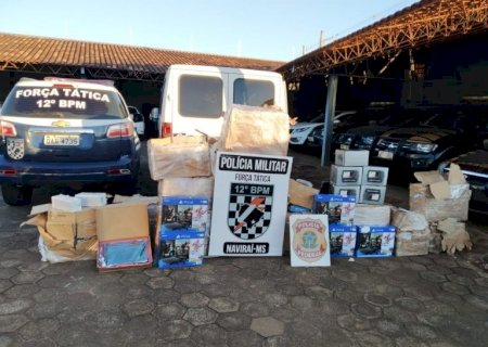 Em ação conjunta em Naviraí, Polícia Militar e PF apreendem mercadorias descaminhadas avaliadas em 30 mil reais
