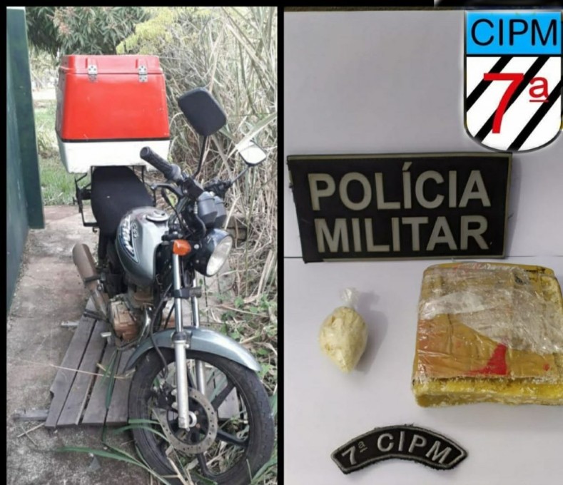 Polícia Militar apreende motocicleta e tablete de Crack na barreira Sanitária Ofaié em Anaurilândia.