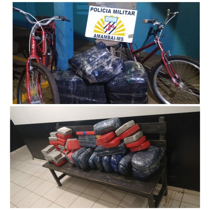Polícia Militar apreende maconha e munição sendo transportadas por ciclistas