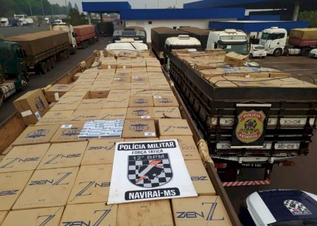 Polícia Militar apreende 65 mil pacotes de cigarros contrabandeados