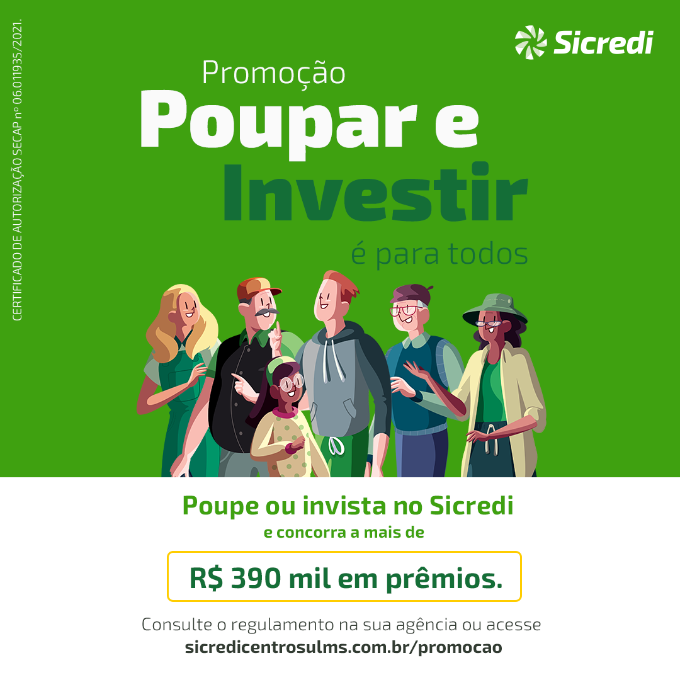 Sicredi Centro-Sul MS lança promoção que distribuirá mais de R$ 390 mil em prêmios