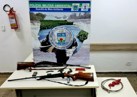 PMA de Naviraí surpreende dois caçadores e apreende duas armas e munições escondidas no compartimento do motor de veículo, materiais de caça e frustra caçada ilegal