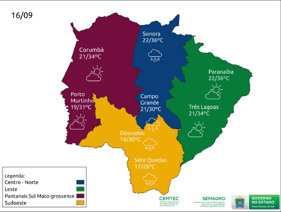 Tempo continua instável em grande parte de Mato Grosso do Sul