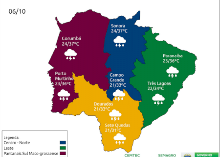 Previsão tempo para região.