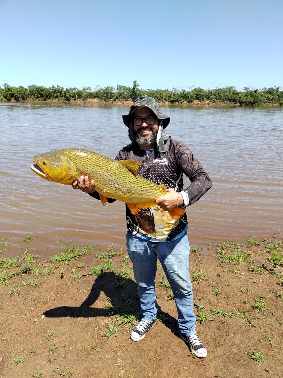 Pescador amador fisga Dourado de 11 kg no Rio Ivinhema.