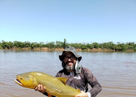 Pescador amador fisga Dourado de 11 kg no Rio Ivinhema.