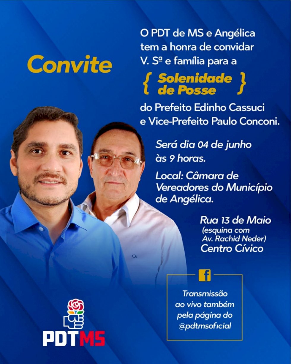 Angélica - Edinho Cassuci e Paulo Conconi será diplomado nesta quinta -feira.
