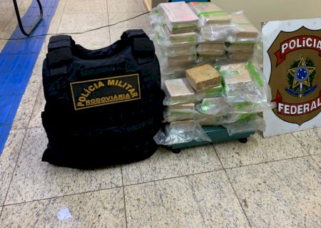 Polícia Militar Rodoviária, com apoio da Polícia Federal, apreende 34 kg de pasta base de cocaína, na MS 180, em Naviraí