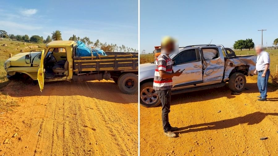 Caminhão e caminhonete colidem em estrada na zona rural de Taquarussu