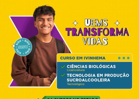 Ivinhema - Chegou a sua hora de ser UEMS, faça sua inscrição, confira os cursos disponíveis. Notas do Enem