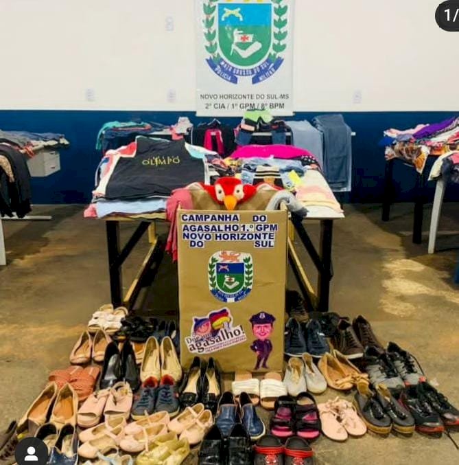 PM de Novo Horizonte do Sul realizou a doação de roupas e agasalhos às famílias do município referente à Campanha do Agasalho 2023 realizada em toda a área do 8º Batalhão de Polícia Militar.