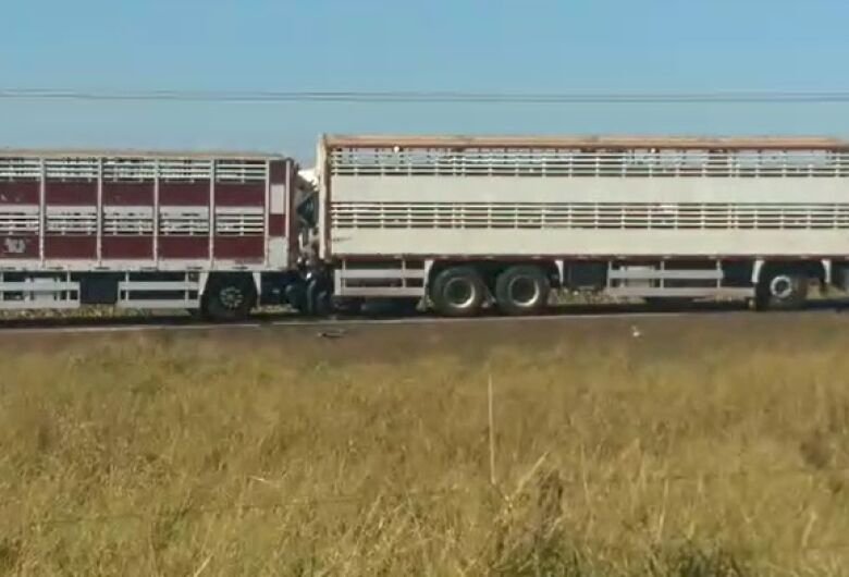Engavetamento entre caminhões deixa feridos próximo a Embrapa na BR-163.