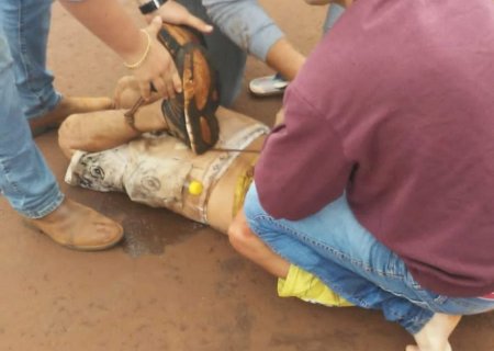 Homem apanha de populares após furtar botijão de gás em Dourados