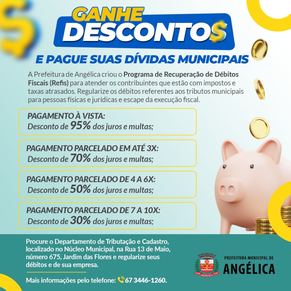Município lança programa de recuperação fiscal e concede desconto nas dívidas
