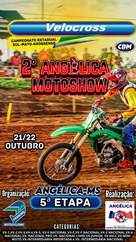 Etapa estadual de Velocross acontece este final de semana em Angélica.