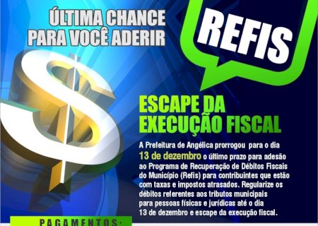 Prefeitura de Angélica prorroga prazo para adesão ao Programa de Recuperação de Débitos Fiscais