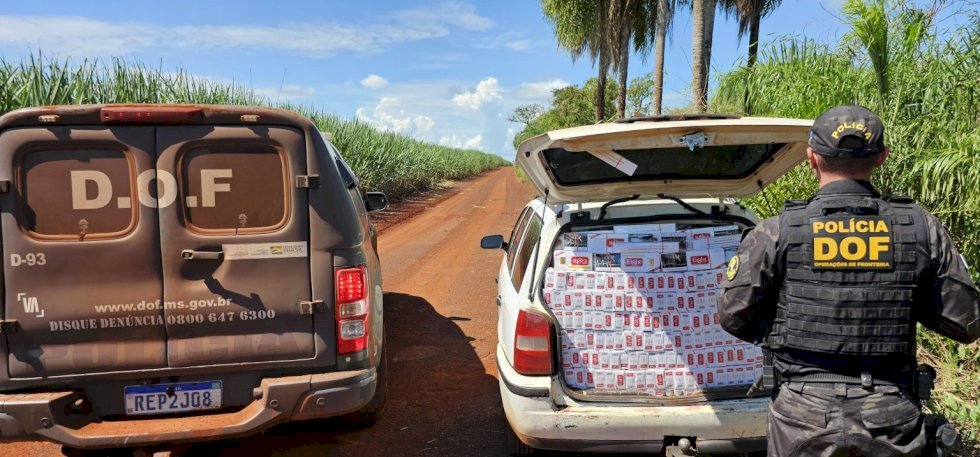 Veículo carregado com produtos ilegais é localizado em mata e apreendido pelo