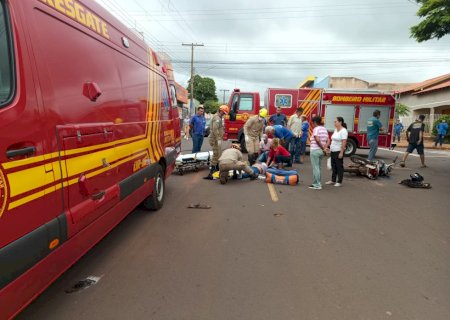 Ivinhema - Acidente entre carro e moto deixa motociclista em estado grave