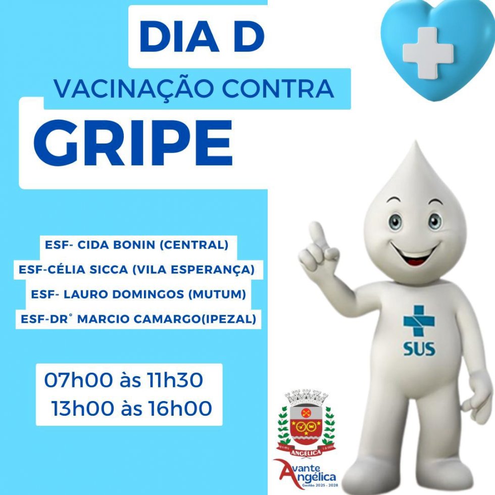 Prefeitura de Angelica promove o Dia D da vacinação contra gripe nesse sábado dia 10