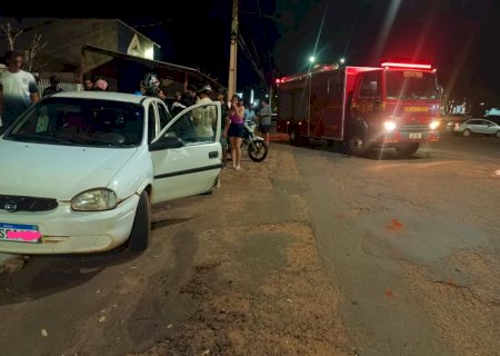 Ivinhema - Acidente de trânsito envolvendo carro e moto deixa duas vítimas feridas