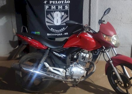 Polícia Militar recupera moto furtada na cidade de Batayporã