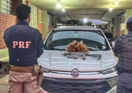 PRF e PM de SP prendem suspeito com fuzil e 64 kg de maconha em ação conjunta